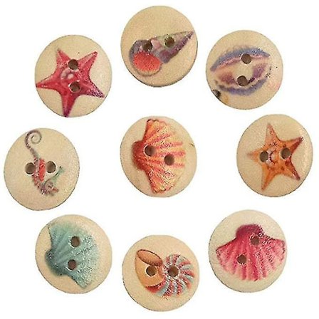 200 stk Runde Træknapper Hav Elementer Dekorative