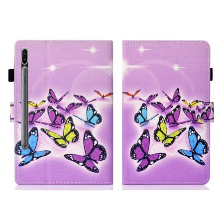 Samsung Galaxy Tab S7 tryckning läder flip fodral - fjärilar