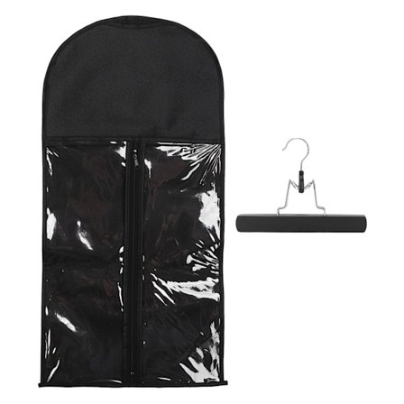 Oppbevaringspose for hårextensions, bærbar, støvtett, med glidelås for reise og daglig bruk, svart