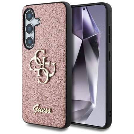 Guess Fast Glitter Big 4G Metal Logo Etui til Samsung Galaxy S25 Pink