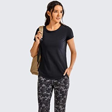 Yoga kortärmad träningströja för kvinnor Yoga T-shirt - svart