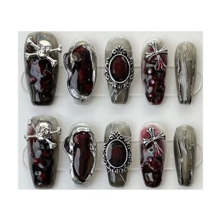 Mustat Hottie Metalliset Tekokynnet Lyhyet Arkku Press-on Kynnet