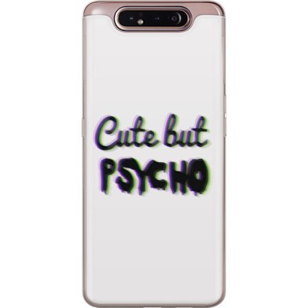 Kompatibel Mobilcover til Samsung Galaxy A80 Rainbow-farvet legetøjsfigur med et glad ansigt og farverige cirkler i en legesyg studieillustration