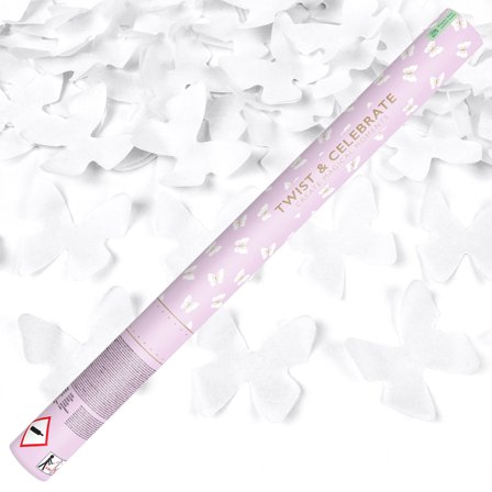 Stor Konfettikanon Vita Fjärilar