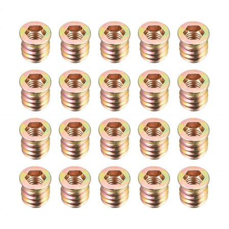 20 stk Gevindindsatser til træindsatsmøtrikker M8*15 M8*15