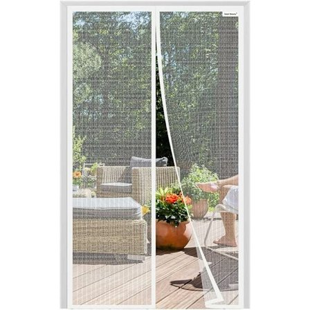 Uppgraderat dörr myggnät 90 x 200 cm insektsskydd, vit självhäftande installation, ingen borrning krävs.