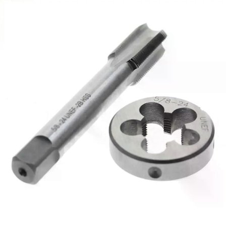 HSS 5/8 tum-24 UNEF Metrisk Trapetsgänga Högergänga Gängsnitt och Gängtapp Set Ny 5/8x24 Hand Gängtapp Borr