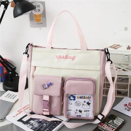 Vattentät Canvas Dam Handväskor Axelväska Stor kapacitet Shopping Tygväska Handväska Messenger Cross Body Bokväskor för tjejer Pink