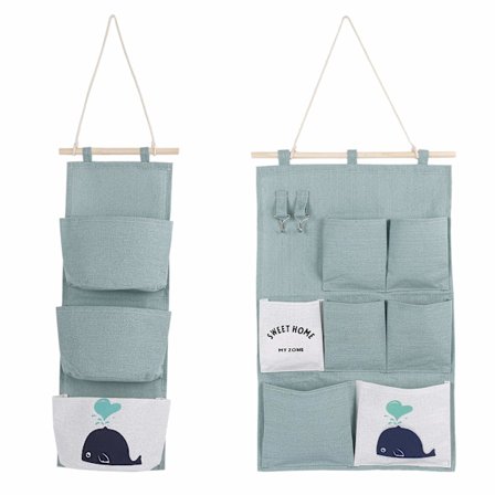 Styles Seinälle Asennettava Säilytyskassi Pellavakangasjärjestäjä Pienillä Taskuilla - Monikäyttöinen ja Suuri Tilavuus Kotiin ja Toimistoon