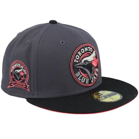 New Era - MLB Grijs fitted Cap - Toronto Blue Jays Monsoon 59FIFTY 40 Graphite/Black/Lava Fitted @ Hatstore