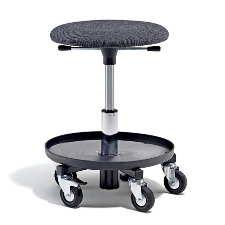 ESD-Rollhocker LAWSON, Textilbezug grau