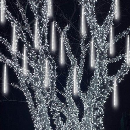 360 LED islys udendørs havelys lyskæde is brusebad regn meteorer regn, kold hvid