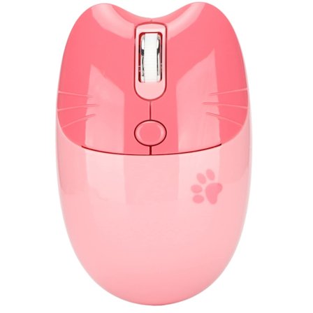 Bluetooth-mus, söt trådlös mus med tecknad katt med 2,4G och dubbla lägen för bärbar dator, surfplatta, kontor och hemmabruk, rosa