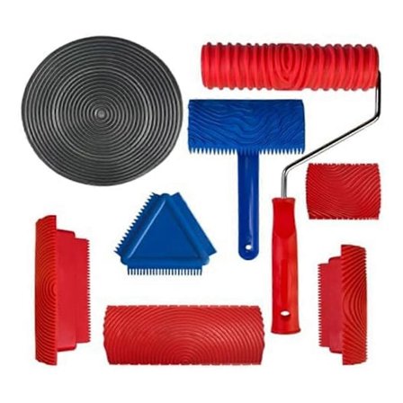 Tømmerverktøysett, Trykt Kunst Tømmerverktøy Teksturrulle, Teksturverktøy for Innvendig Vegg DIY.pa