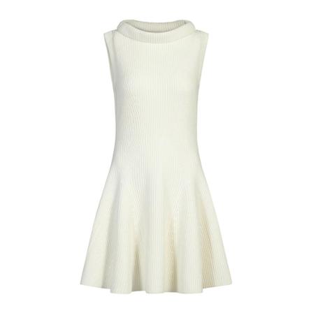 Alexander McQueen Ivory Short Dress In Ribbed Knit , Beige , Dames , Maat: S Casual jurken