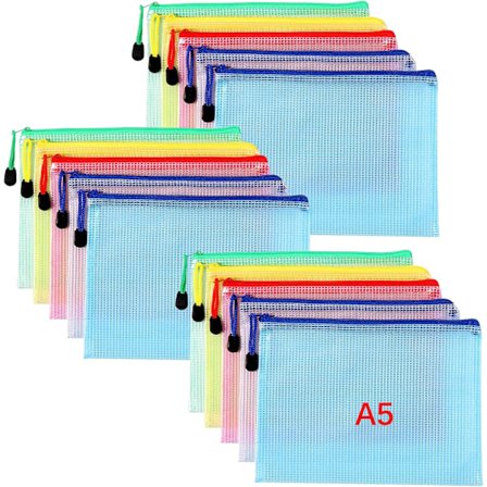 A5 Plastpåse, 15 st Zip-påsar, PVC-nät Zip-påse Dokument