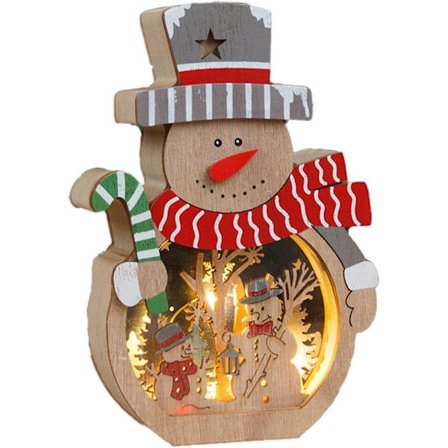 Juledekorasjon med LED-lys, lysende julenisse snømann