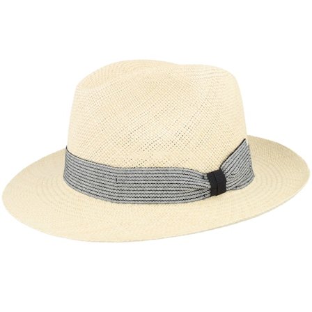 MJM Hats - Beige straw Cappello - Brisa Panama Natural-Stripe Band Straw Hat @ Hatstore