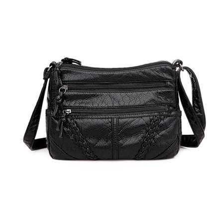 PU Læder Crossbody Tasker Tote Bag SORT