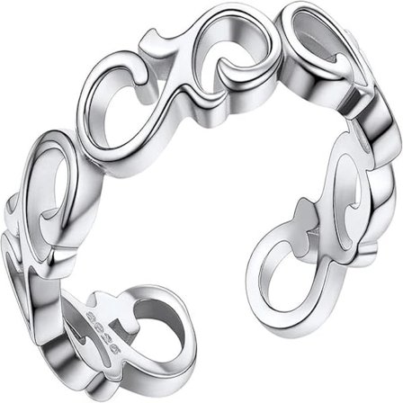 925 Sølv Justerbar Fingerring med Detaljer, Keltisk Knude Stjerne Måne Bånd Kæde Kors Ring, Vielsesring til Kvinder Mænd