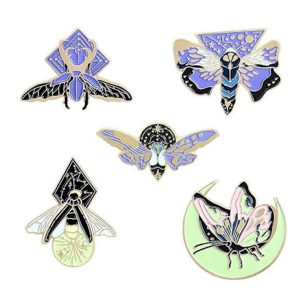 5 Pins Tilpasset Møl Sommerfugl Måne Brosche Taske Lapel Pin Tegneserie Dyr Badge Smykker Gave Til Børn Venner