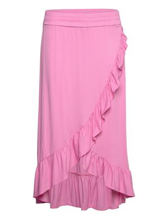 Vivero Hw Flounce Skirt/Su Knelangt Skjørt Rosa Vila