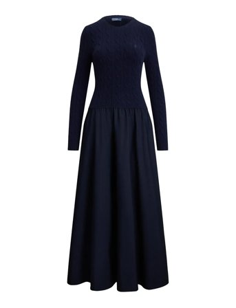 Polo Ralph Lauren | Cable-Knit Poplin Dress | M