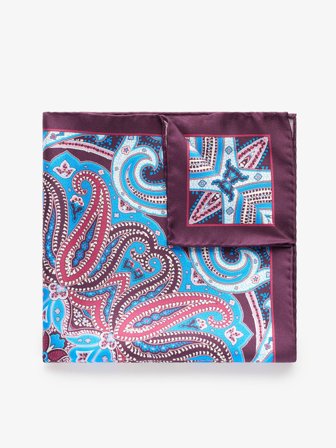 John Henric Men's Burgundy Pocket Square Geometric Size Onesize