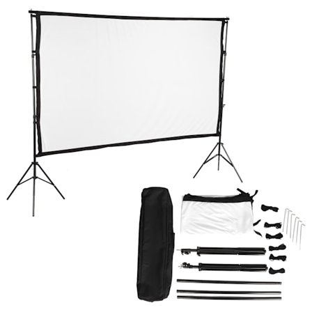 16:9 Projektorduk Multifunktionell Dubbelsidig HD Bärbar Filmduk med Stativ för Utomhus Inomhus 100 Tum