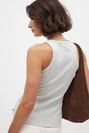 NA-KD Ribbed Tank - Basic toppe - Grå - L