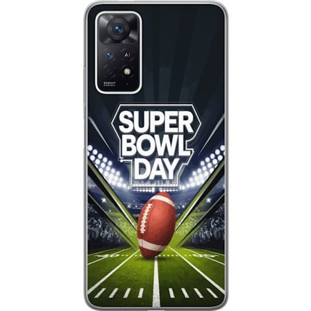 Kompatibel Mobilcover til Xiaomi Redmi Note 11 Pro Super Bowl Day plakat med amerikansk fodbold på oplyst arena i dramatisk sportsdesign