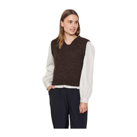 Soft Rebels SRRick High V-neck Vest Knit , Bruin , Dames , Maat: L