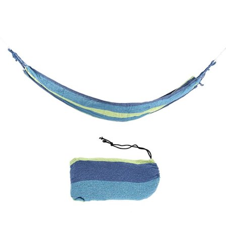 Bærbar Campinghengekøye Høy Styrke Innendørs Utendørs Reise Lettvekt Hengekøyer Blå med Fargestripe