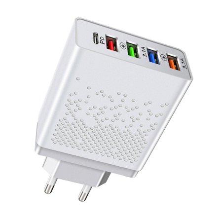 4 USB-port PD48W vegglader 5V3A adapter for samtidig lading av flere enheter ABS strømadapter