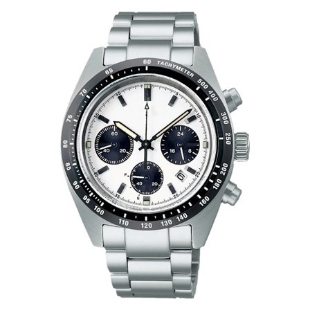 Seiko-kello, ruostumattomasta teräksestä valmistettu ranneke, monitoiminen kuuden viisarin kronografikvartsi - valkoinen