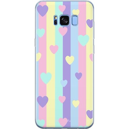 Yhteensopiva Puhelinkuori Samsung Galaxy S8 Pastelliraitoja pinkissä, keltaisessa, violetissa ja sinisessä, joissa on hajallaan pehmeitä kawaii-tyylis