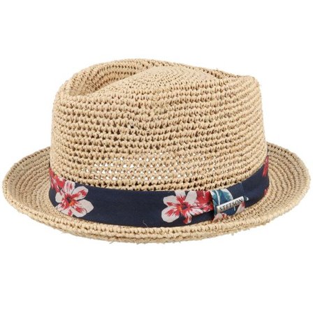 Stetson - Beige straw Hatt - Diamond Raffia Crochet Beige Straw Hat @ Hatstore