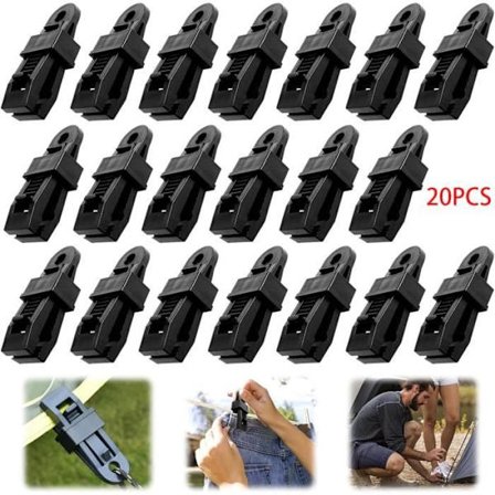 Presenningsclips, justerbare presenningsclips, låseclips, presenningsstøtter, spændeklemmer, til camping, telte, markiser og udendørs brug