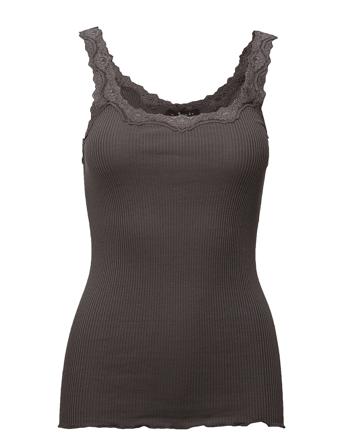 Silk Top W/ Lace T-shirts & Tops Sleeveless Grønn Rosemunde*Betinget Tilbud