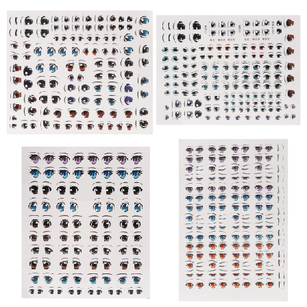 Söta tecknade ögon Anime Figurine Dolls Eye Water Stickers för DIY för dockacce
