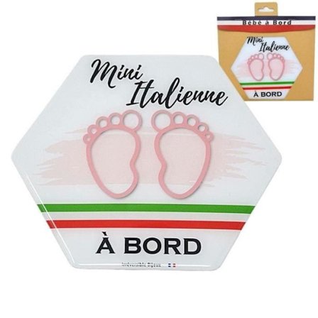 Självhäftande / Sticker baby ombord - Italienska ombord - Rose Red And Green