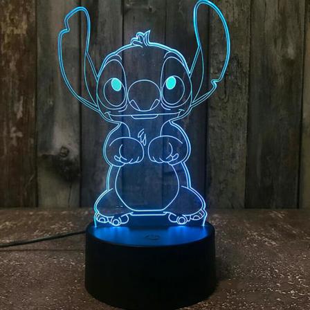 Stitch 3d Lampe Tegneserie Led Touch Switch Natlys 7 farver Skiftende soveværelse dekoration Fødselsdagsgave