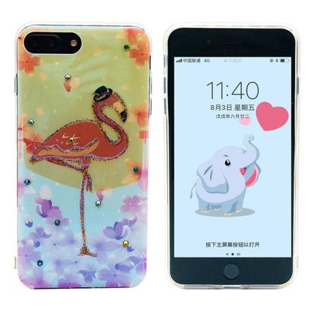 Skyddande Skal av Silikon till iPhone 8Plus (PINK FLAMINGO)