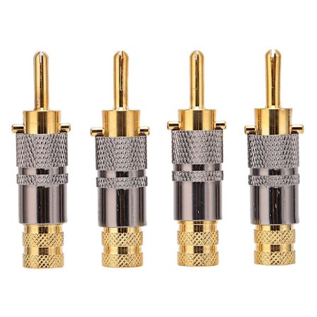 Preffair BA1457 4 stk. 24K gullbelagt bananplugg HIFI høyttalerkabelkontakt for kabler med 8,7 mm diameter