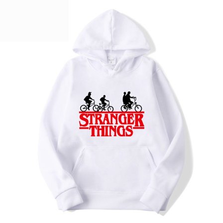 Stranger Things Tryckt Pullover Hoodie med Fleecejacka - Vit - Storlek 2XL Vit White-FQ-