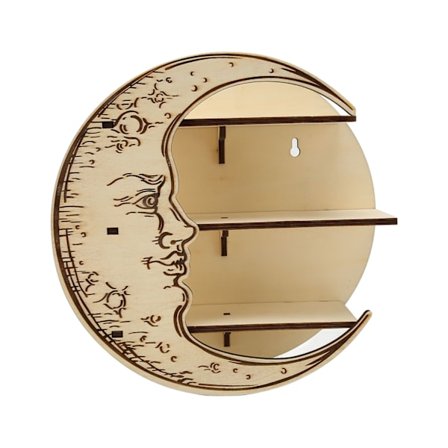 Kristallhylla Månansikte Stil 3 Våningar Hållbart Trä Stabil Stenhylla Display för Sovrum Kontor Bord