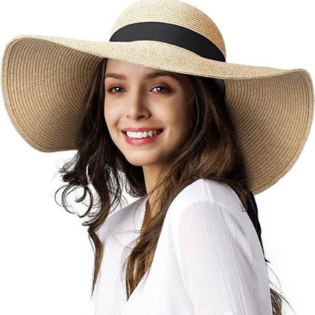 Sommer sammenleggbar strandhatt dame bredbremmet solhatt