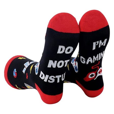 Morsomme sokker med spilltema, Ikke forstyrr spill-sokker med antiskli-trykk, Unisex bomullsblanding Crew-sokker, myke deodoriserende