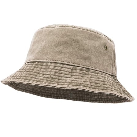 Bøttehatt, Bred Skygge Vasket Denim Bomull Utendørs Solhatt Flat Topp Lue for Fiske Vandring Strandsporter