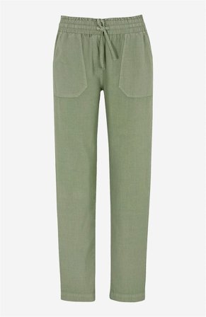 Cellbes of Sweden - Lange bukser i vasket bomuld i kakigrøn til damer i størrelse 60